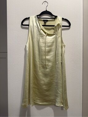 Nasty Gal Satin Cutout Tie Mini Dress Butter Lime Citrus Shift Dress Size US 4